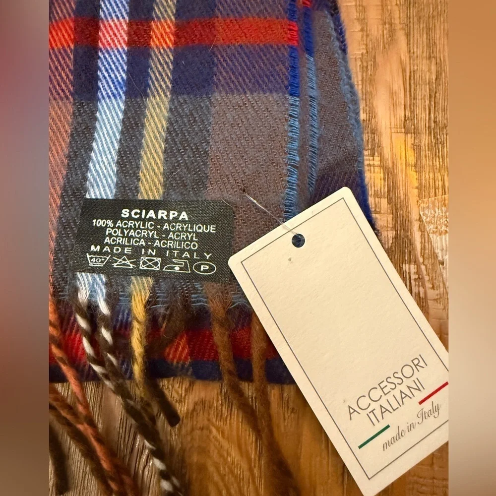 Italian Plaid Scarf with Fringe Fisherman New England Fall